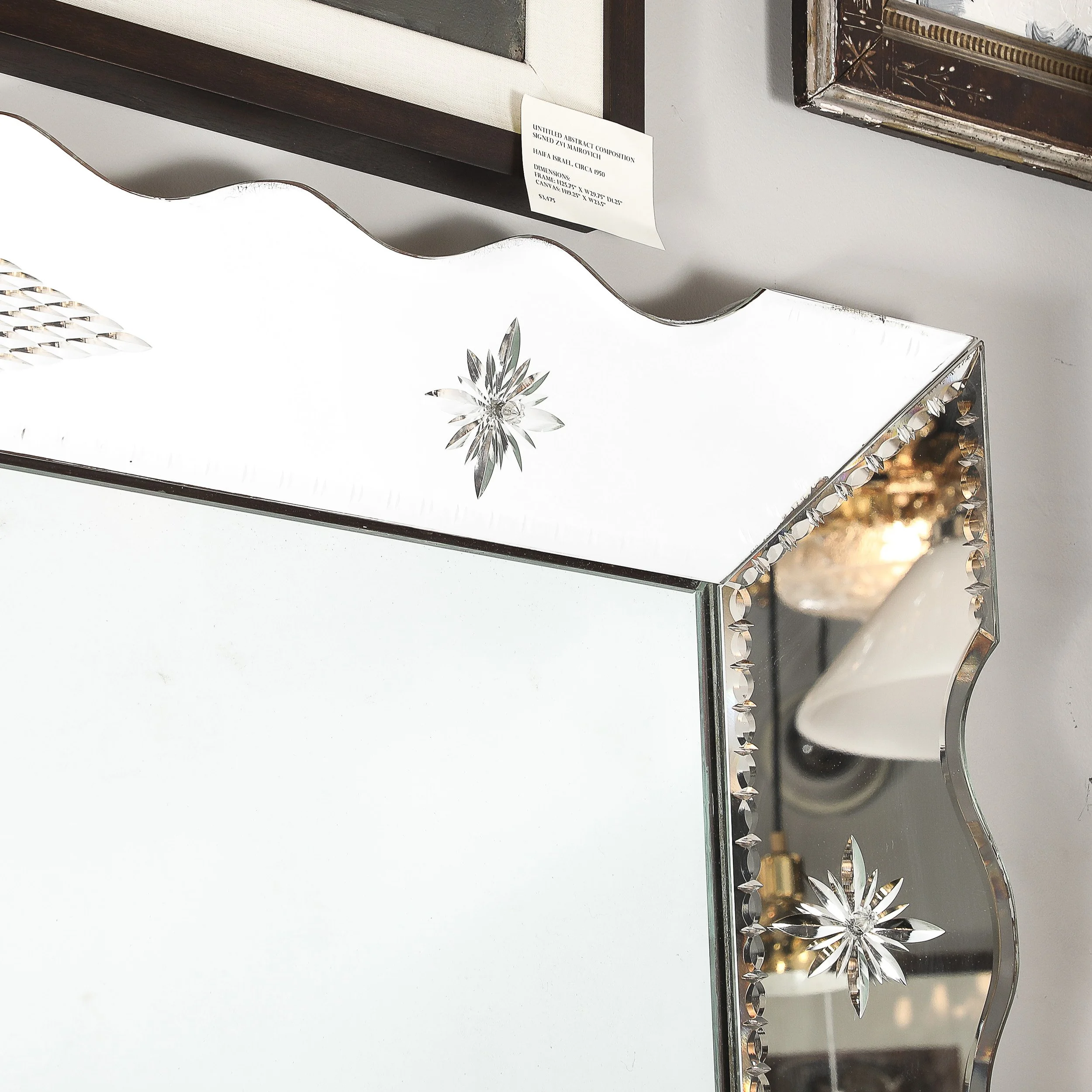 Hollywood Regency 3-Paneled Mirror w/ Neoclassical Kantharos